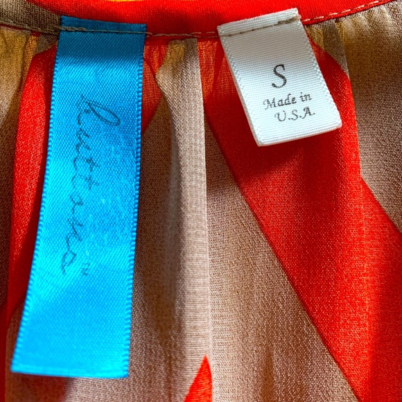 Womens Sheer Orange Blouse Sz Small, Excellent , Buttons Brand , Washable - Picture 3 of 5